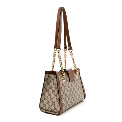 Gucci GG Supreme Monogram Calfskin Small Padlock Tote Beige Ebony Tuscany 3 of 11