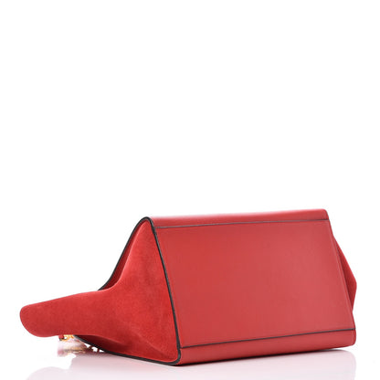 Celine Drummed Calfskin Suede Medium Trapeze Coquelicot 4 of 6
