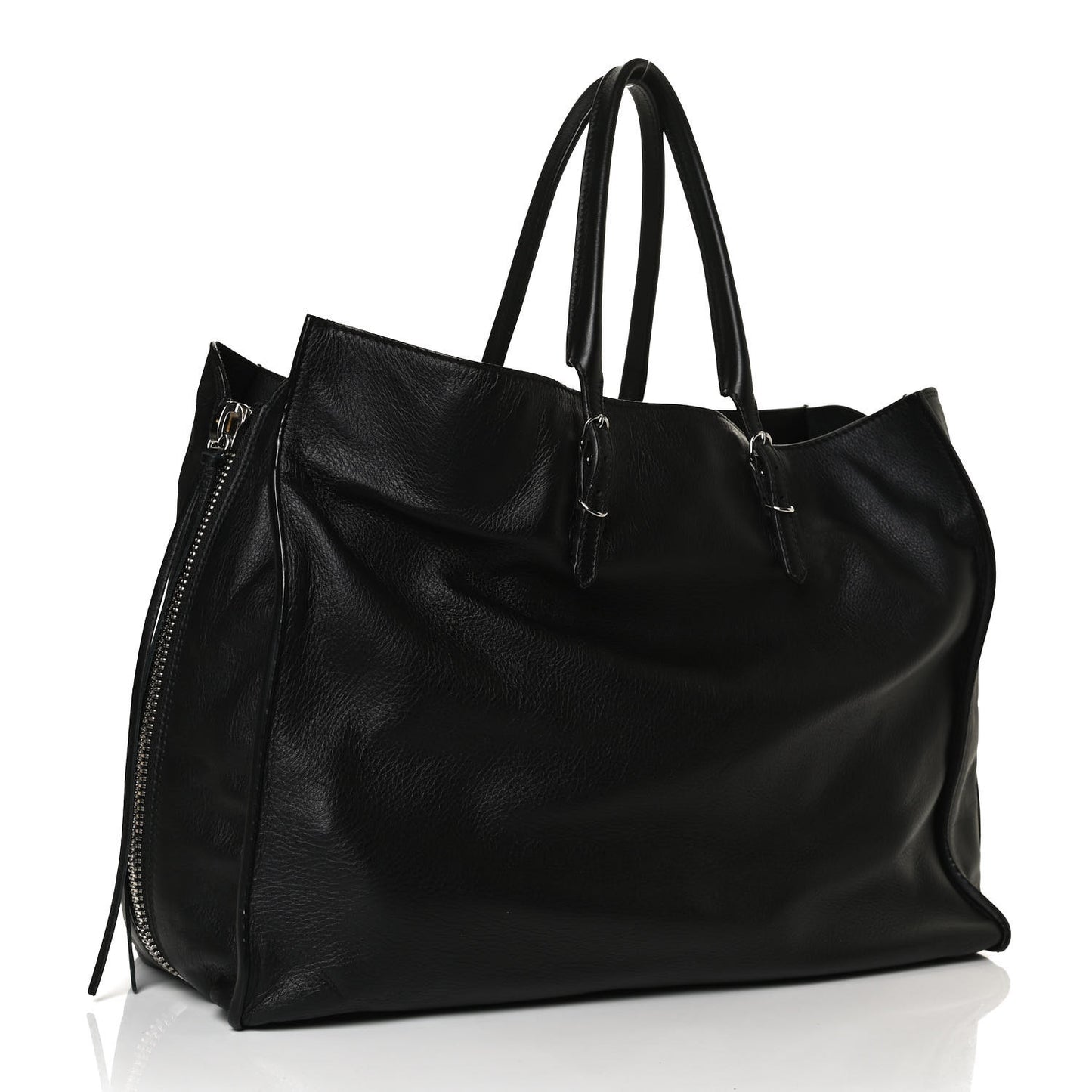 Supple Calfskin Papier A4 Zip Around Tote Black