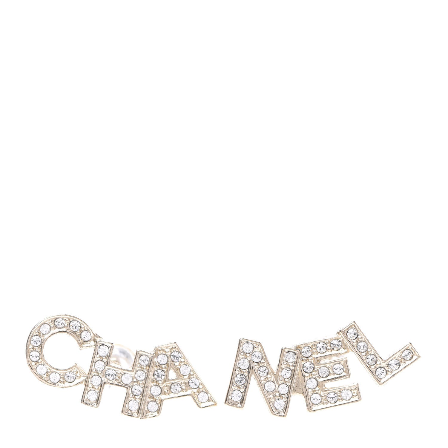 Chanel Crystal Pearl Signature Stud Earrings Gold 1 of 5