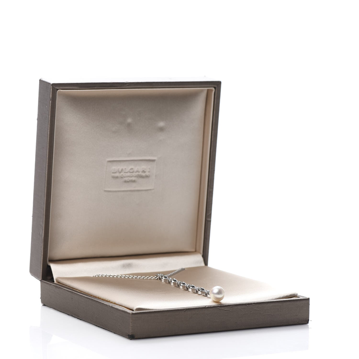 Bulgari 18K White Gold Diamond Pearl Lucea Necklace 6 of 6