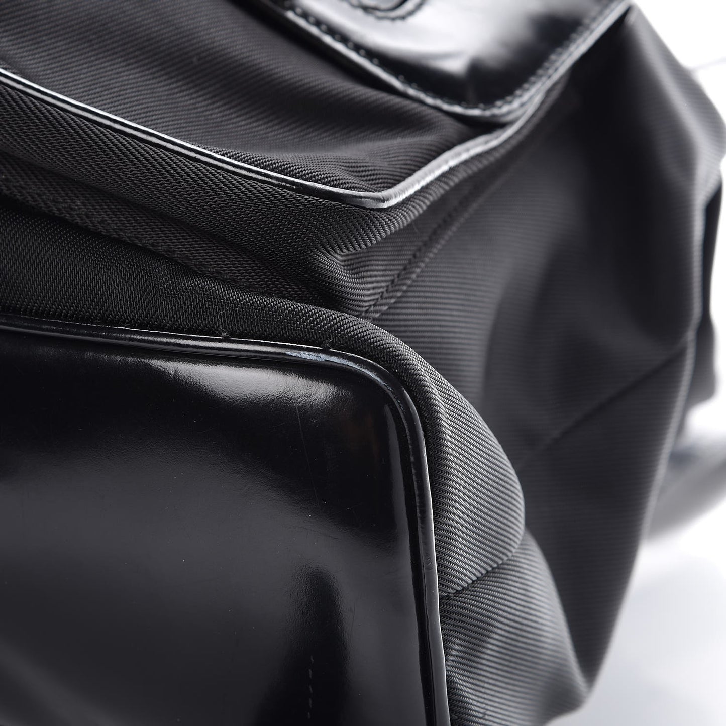 Patent Leather Nylon Bamboo Backpack Black