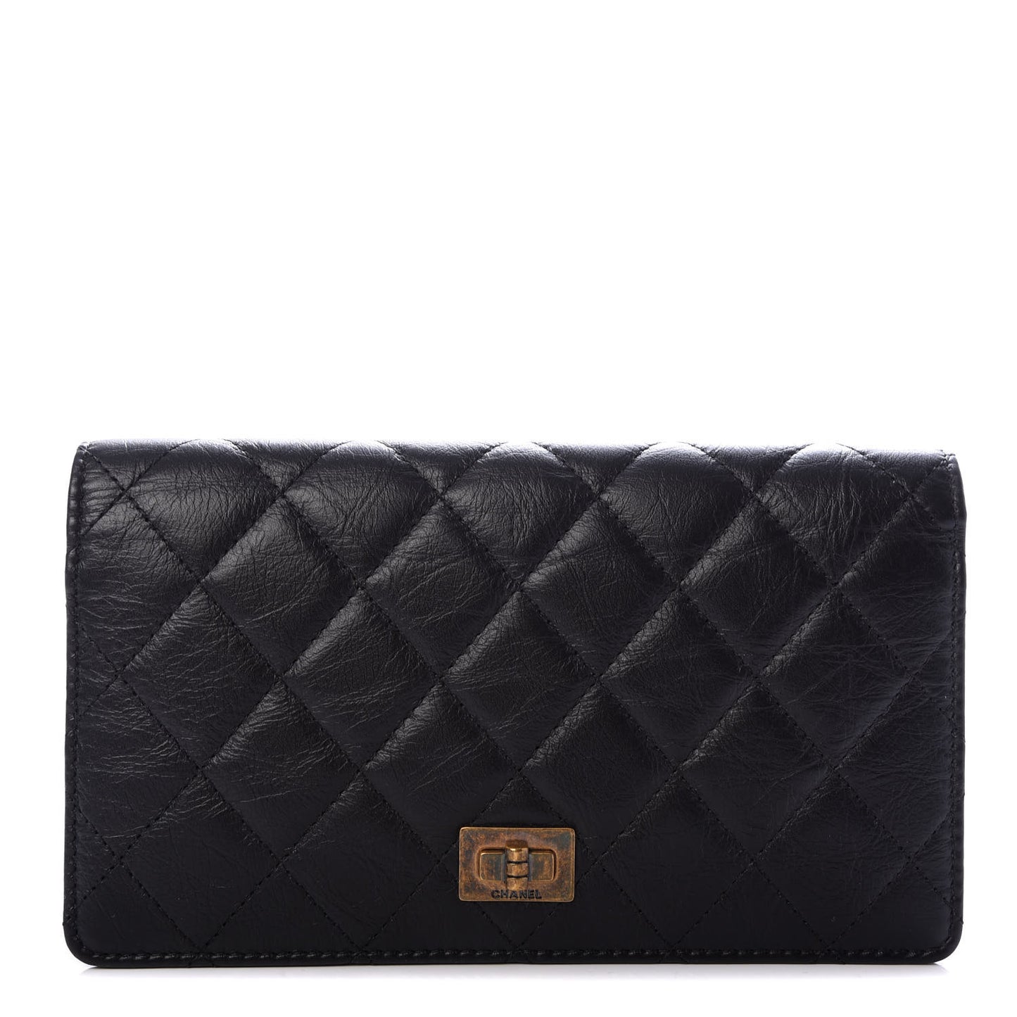 Aged Calfskin Quilted Reissue Yen Wallet Black