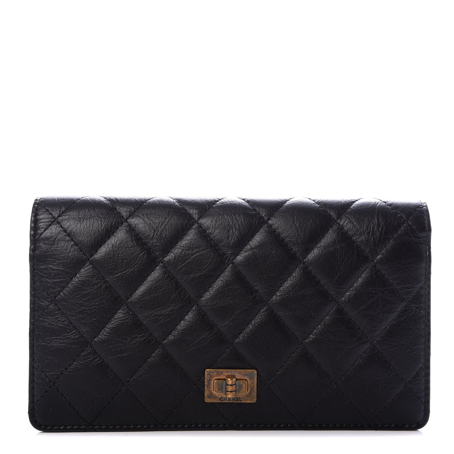 Chanel Aged Calfskin Quilted Reissue Yen Wallet Black 1 of 6