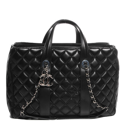Chanel Lambskin Quilted Large Easy Carry Shopping Tote Black 1 of 9