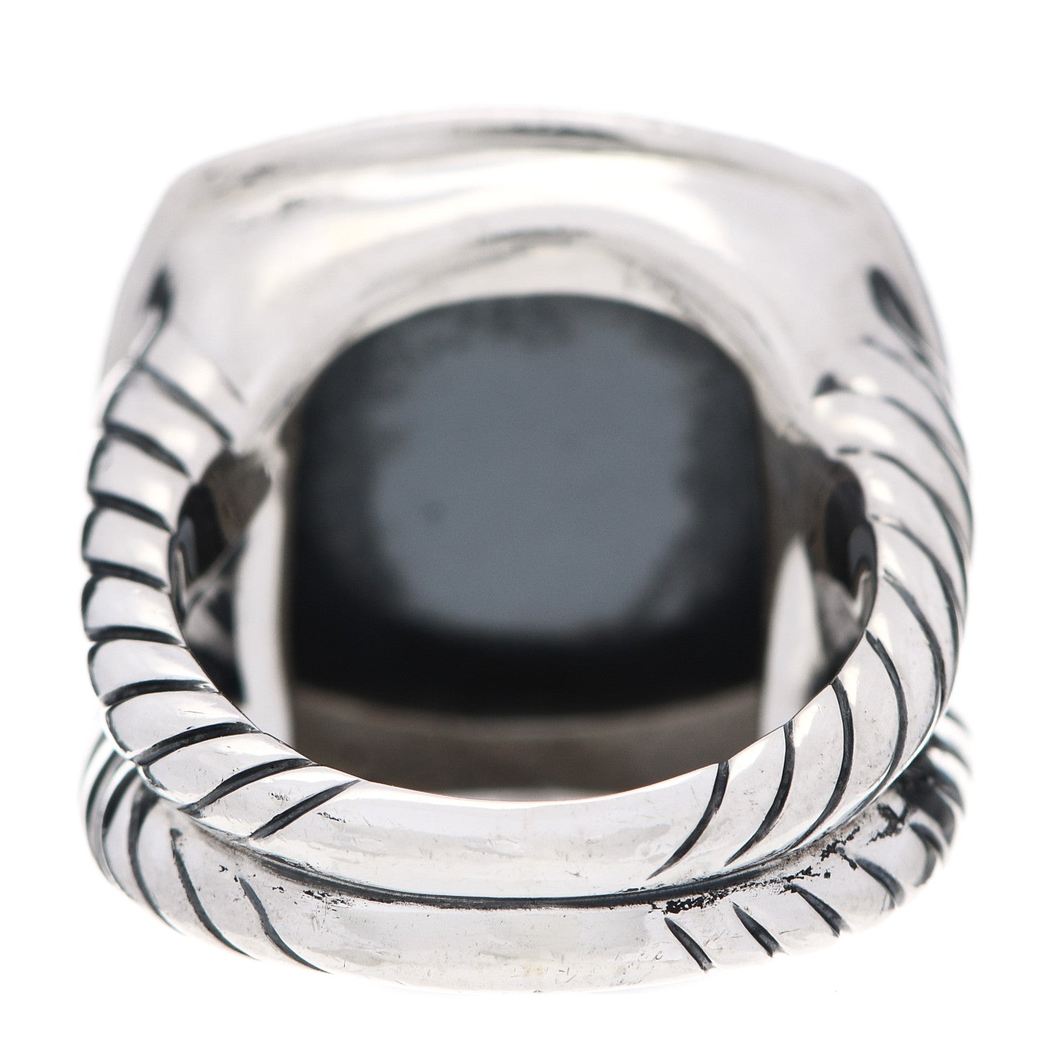 David Yurman Sterling Silver Diamond Hematine 17mm Albion Ring 54 7 3 of 4