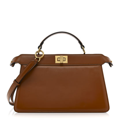 Fendi Vitello King Luxor Shiny Nappa Medium Peekaboo I SEE U East West Satchel Brandy Light Rose 1 of 20