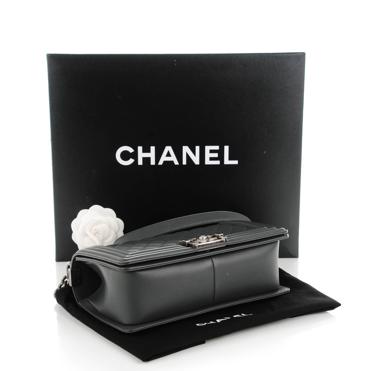 Chanel Lambskin Quilted Medium Boy Flap Dark Grey 4 of 8