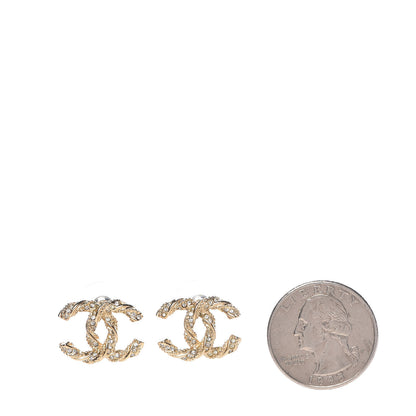 Chanel Crystal Twisted CC Earrings Gold 2 of 5