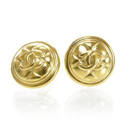 Chanel Round Quilted CC Clip On Earrings Gold 1 of 3