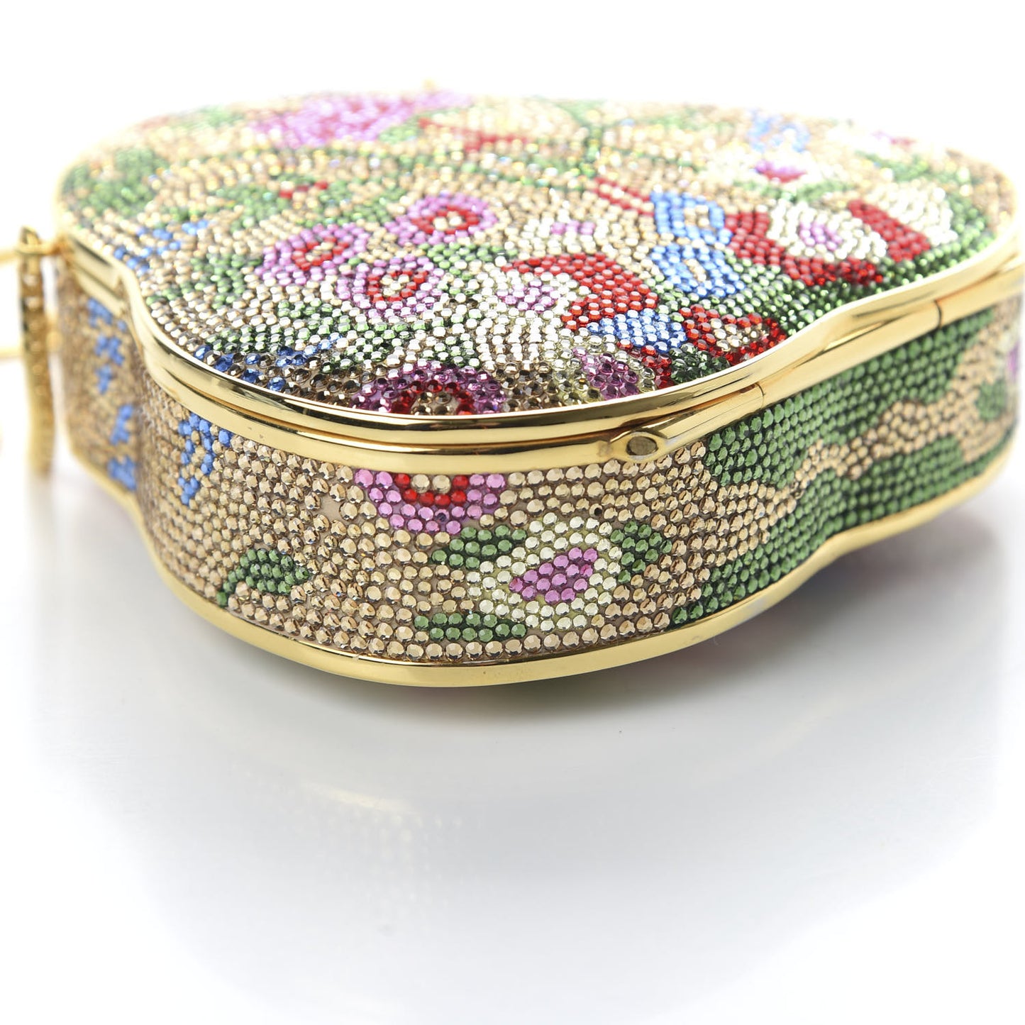 Swarovski Crystal Flower Minaudiere Clutch Gold