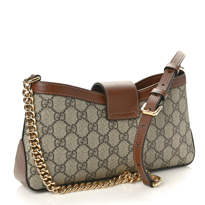 Gucci GG Supreme Monogram Calfskin Small Padlock Chain Shoulder Bag Beige Ebony Brown Sugar 3 of 11
