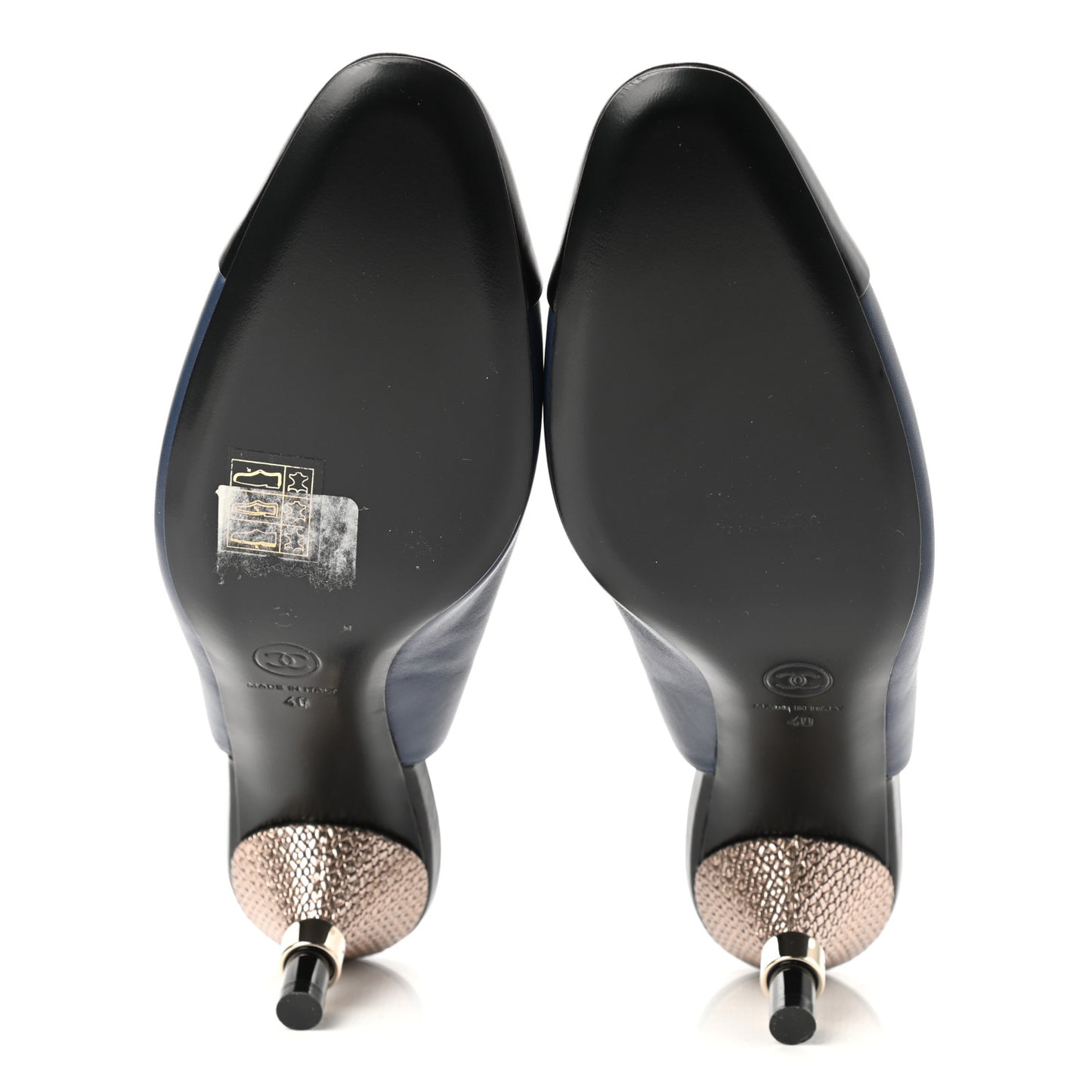 Crumpled Calfskin Cap Slingback Pumps 40 Navy Black