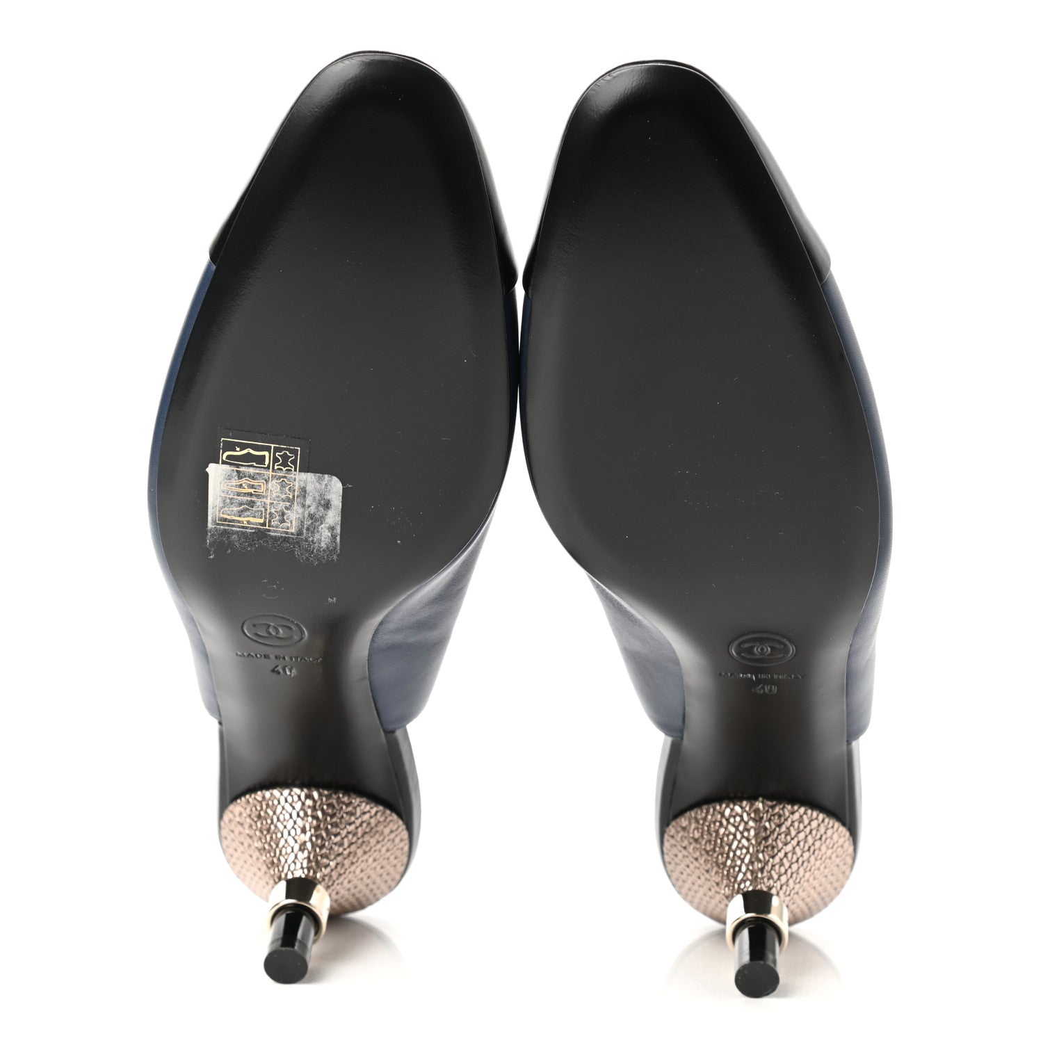 Chanel Crumpled Calfskin Cap Slingback Pumps 40 Navy Black 5 of 10