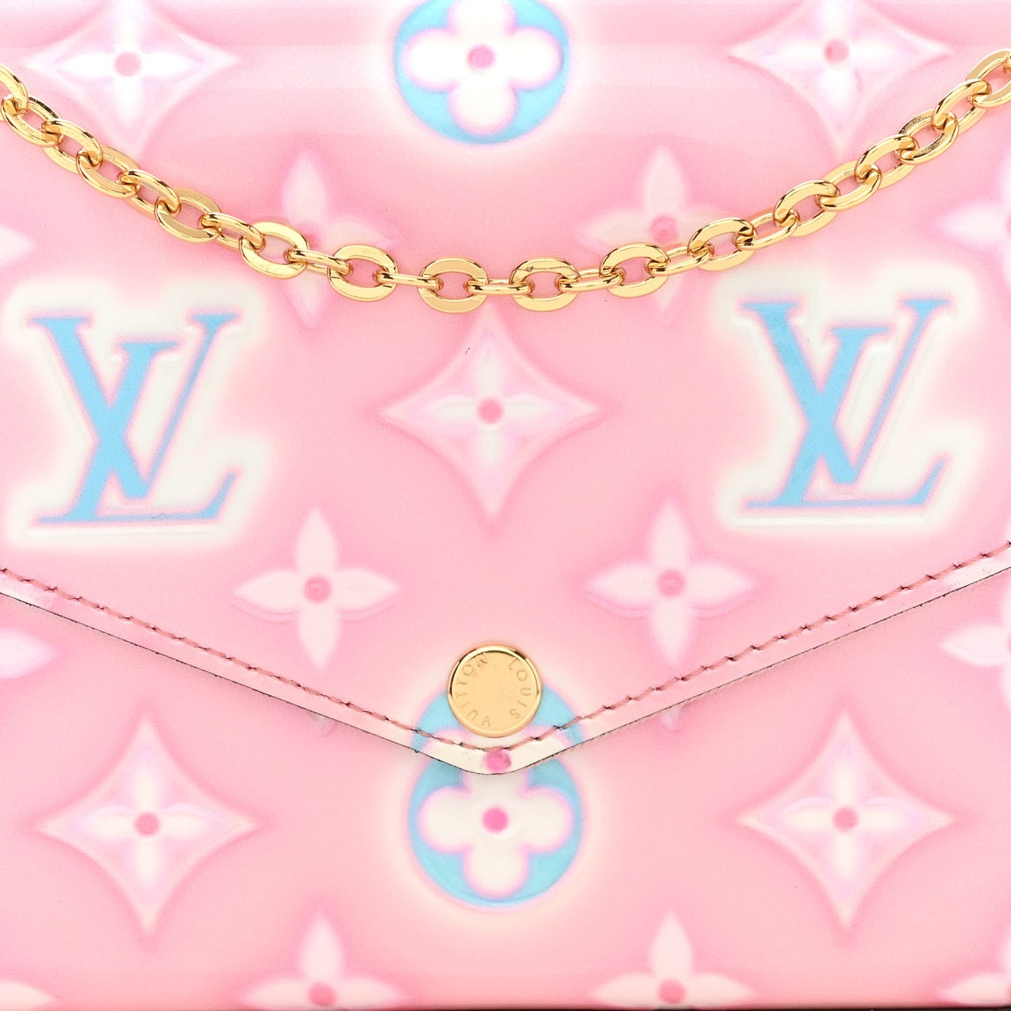 Vernis Valentine Felicie Pochette Chain Wallet Light Pink Neon