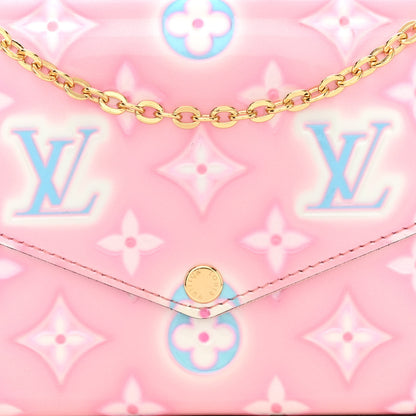 Louis Vuitton Vernis Valentine Felicie Pochette Chain Wallet Light Pink Neon 10 of 13