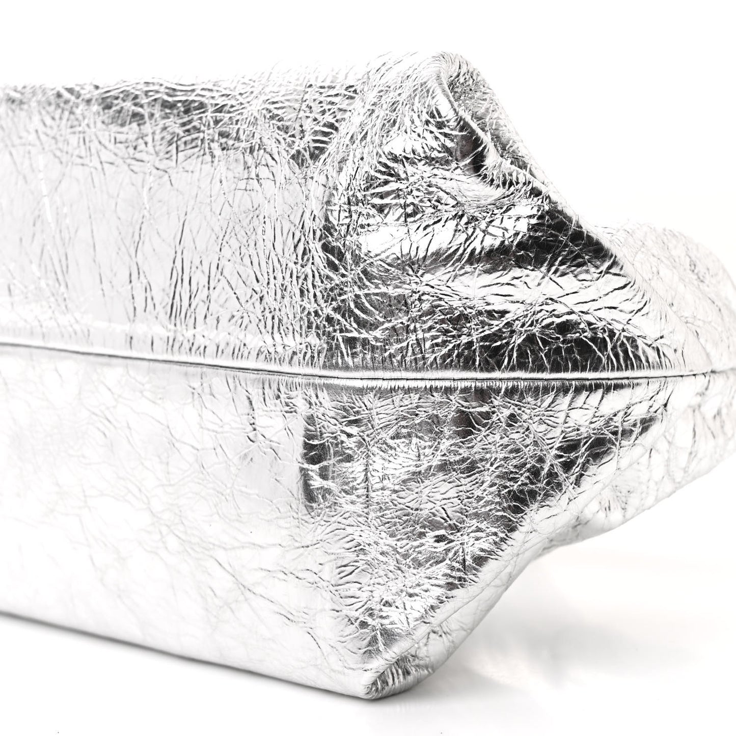 Metallic Crinkled Calfskin Beatrice Small Hobo Silver