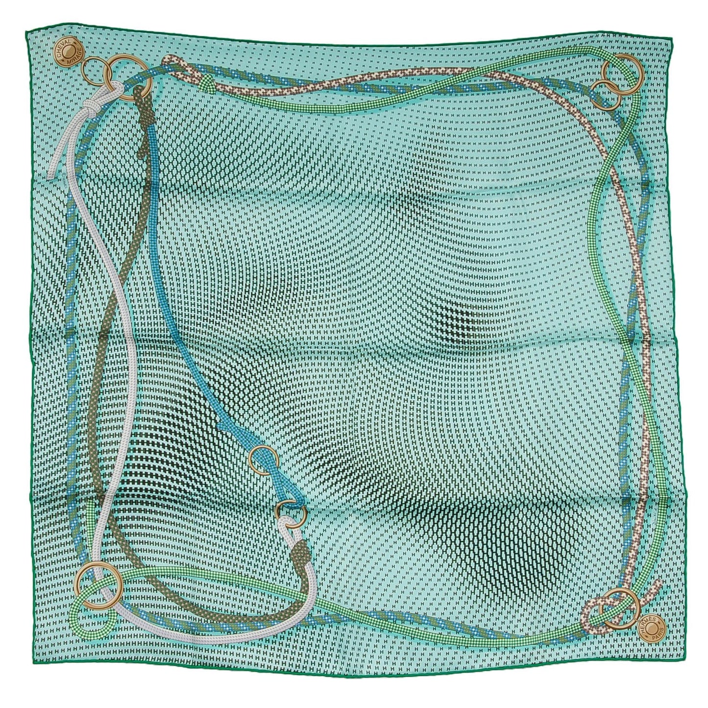 Silk Cheval Mirage Scarf 70 Vert Taupe Emeraude