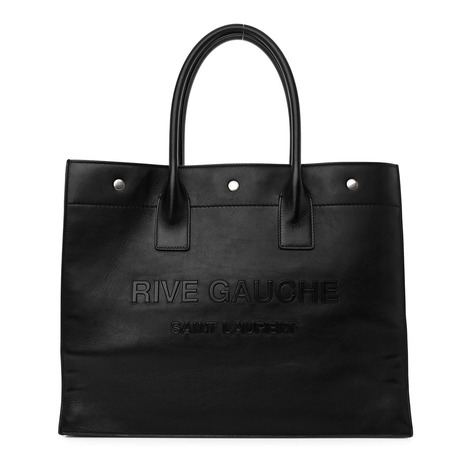 Saint Laurent Smooth Calfskin Rive Gauche Small Tote Black 1 of 10