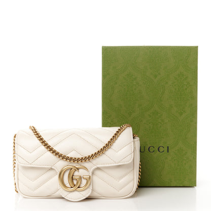 Gucci Calfskin Matelasse Super Mini GG Marmont Shoulder Bag White 12 of 12
