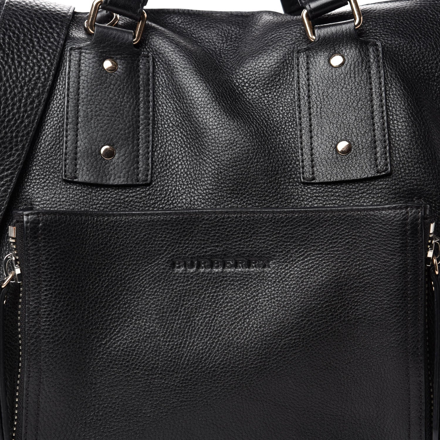 Burberry Grainy Calfskin House Check Tote Black 13 of 13