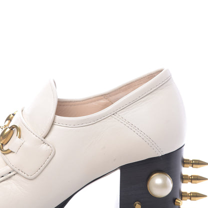 Gucci Malaga Kid Pearl Studded Spiked Vegas Platform Loafer 36 Mystic White 9 of 9