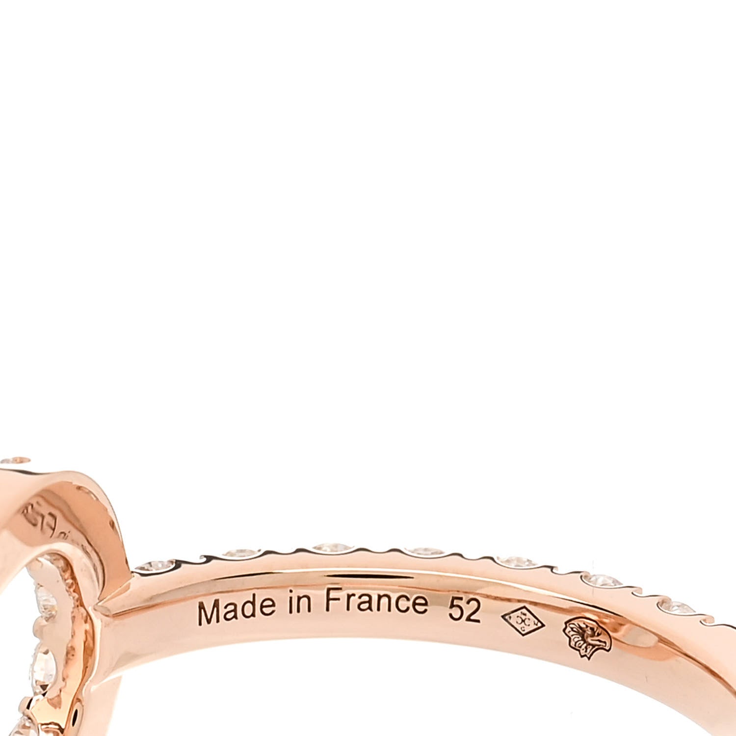 Hermes 18K Rose Gold Diamond Finesse Ring 52 6 5 of 6