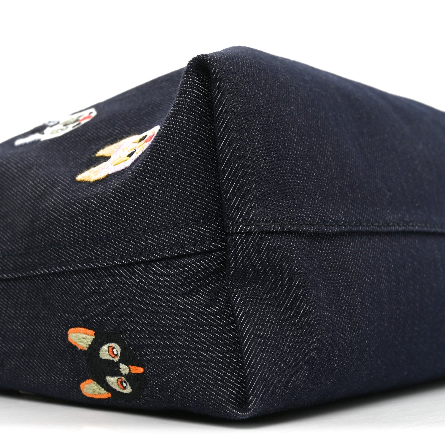 Loewe X Louis Wain Denim Embroidered Futurist Cats Medium Flamenco Knot Clutch Blue 8 of 9