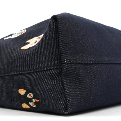 Loewe X Louis Wain Denim Embroidered Futurist Cats Medium Flamenco Knot Clutch Blue 8 of 9