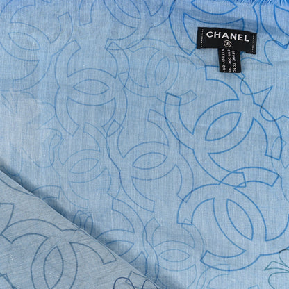 Chanel Cotton Silk CC Scarf Blue 3 of 3