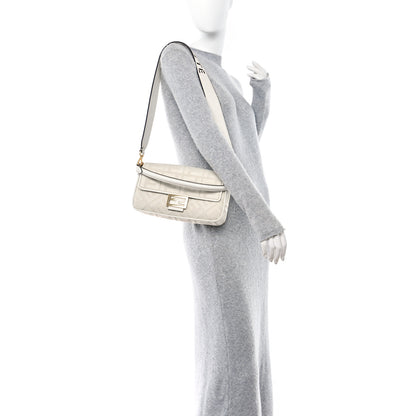Fendi Canvas Vitello King Extra Strap FF Embroidered Baguette White Ice 2 of 11