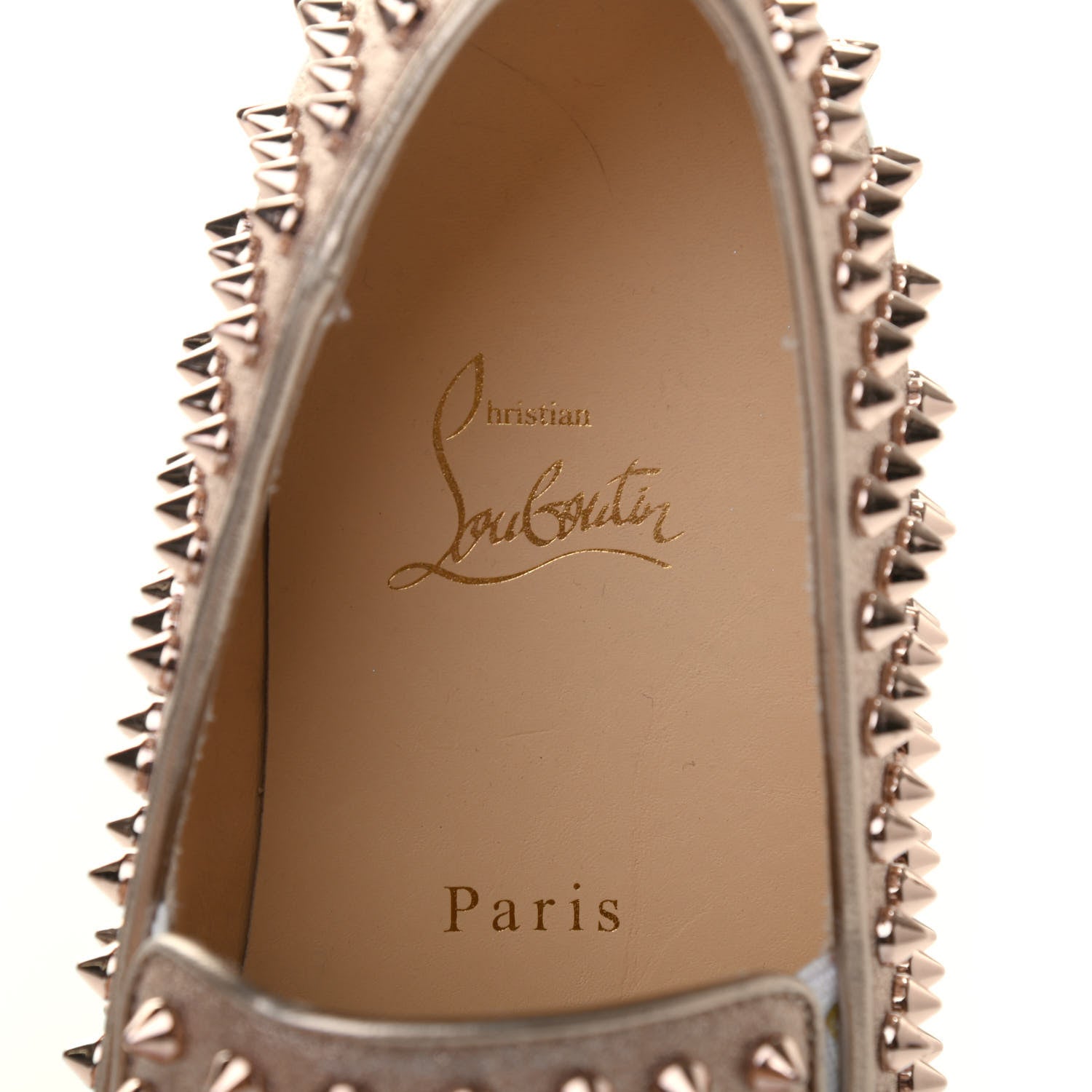 Christian Louboutin Glitter Spikes Womens Roller Boat Flat 41 Bronze 6 of 8