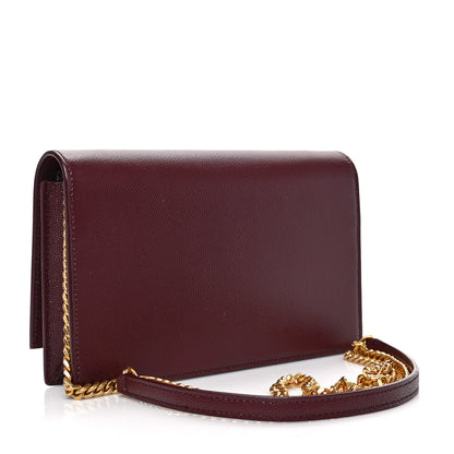 Saint Laurent Grain De Poudre Classic Monogram Kate Tassel Chain Wallet Burgundy 2 of 8