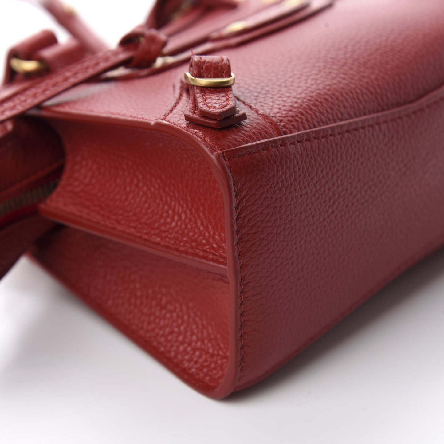 Grained Calfskin Neo Classic Gold Hardware Nano City Crossbody Medium Red