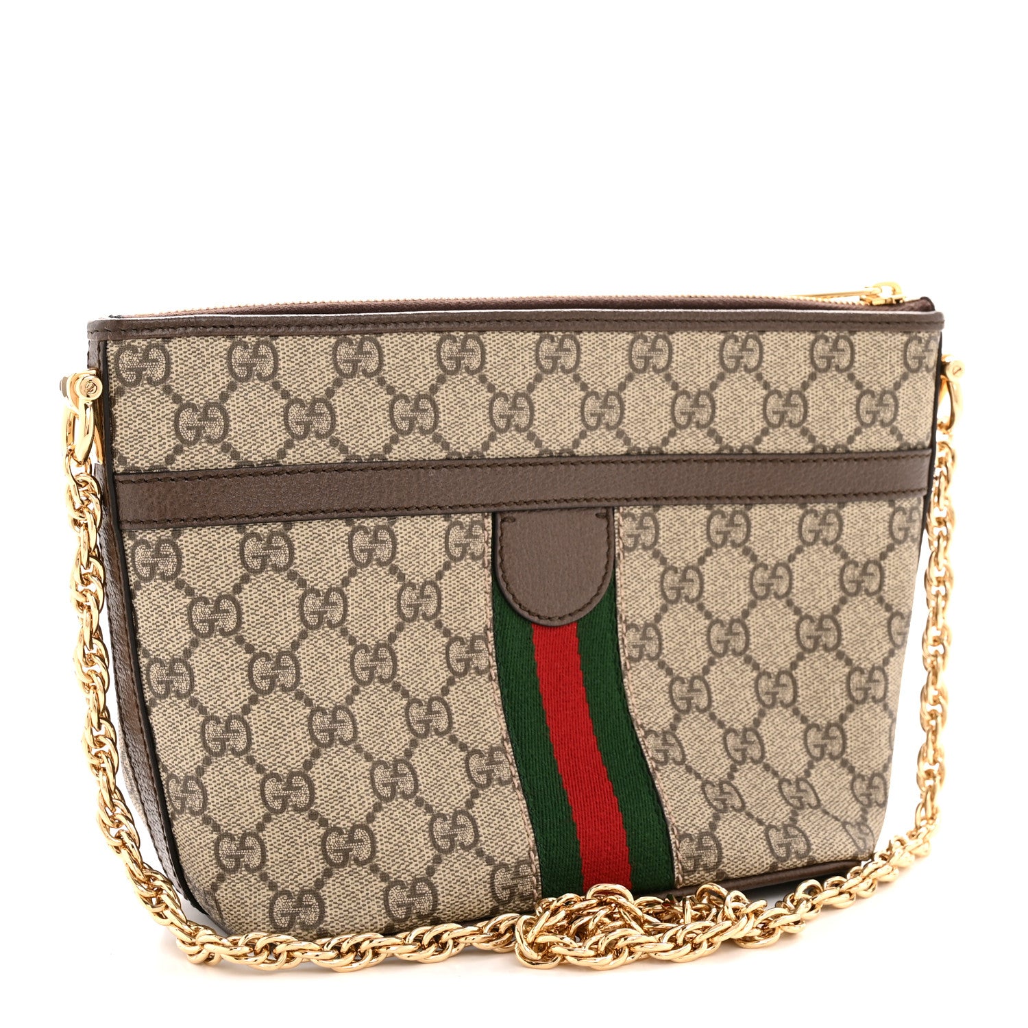 Gucci GG Supreme Monogram Web Ophidia Chain Shoulder Bag Brown 3 of 11