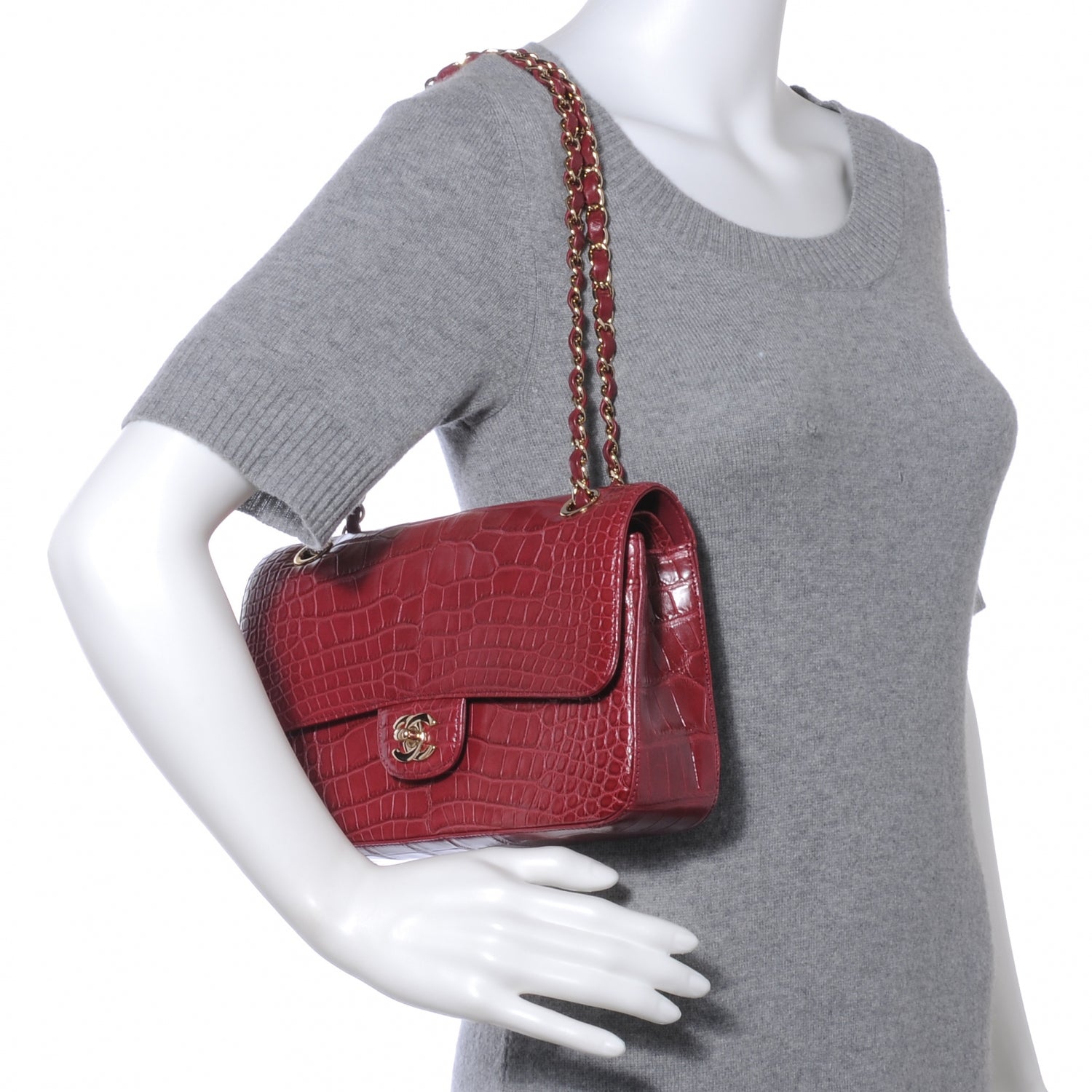 Chanel Alligator Medium Double Flap Rouge Fonce 2 of 10
