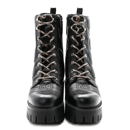 Gucci Cordovan Lux Nappa GG Matelasse Lace Up 60mm Combat Boots 40 Black 3 of 9