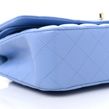 Chanel Lambskin Quilted Medium Double Flap Light Blue 8 of 10