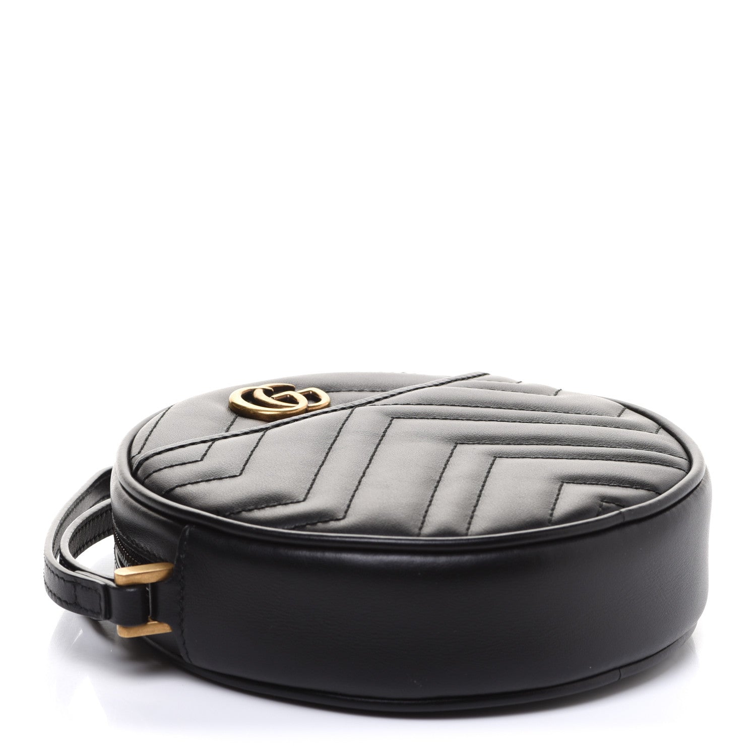 Gucci Calfskin Matelasse GG Marmont Round Wrist Wallet Black 5 of 9