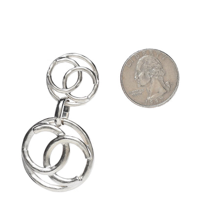 Chanel CC Hoop Drop Earrings Silver 2 of 5