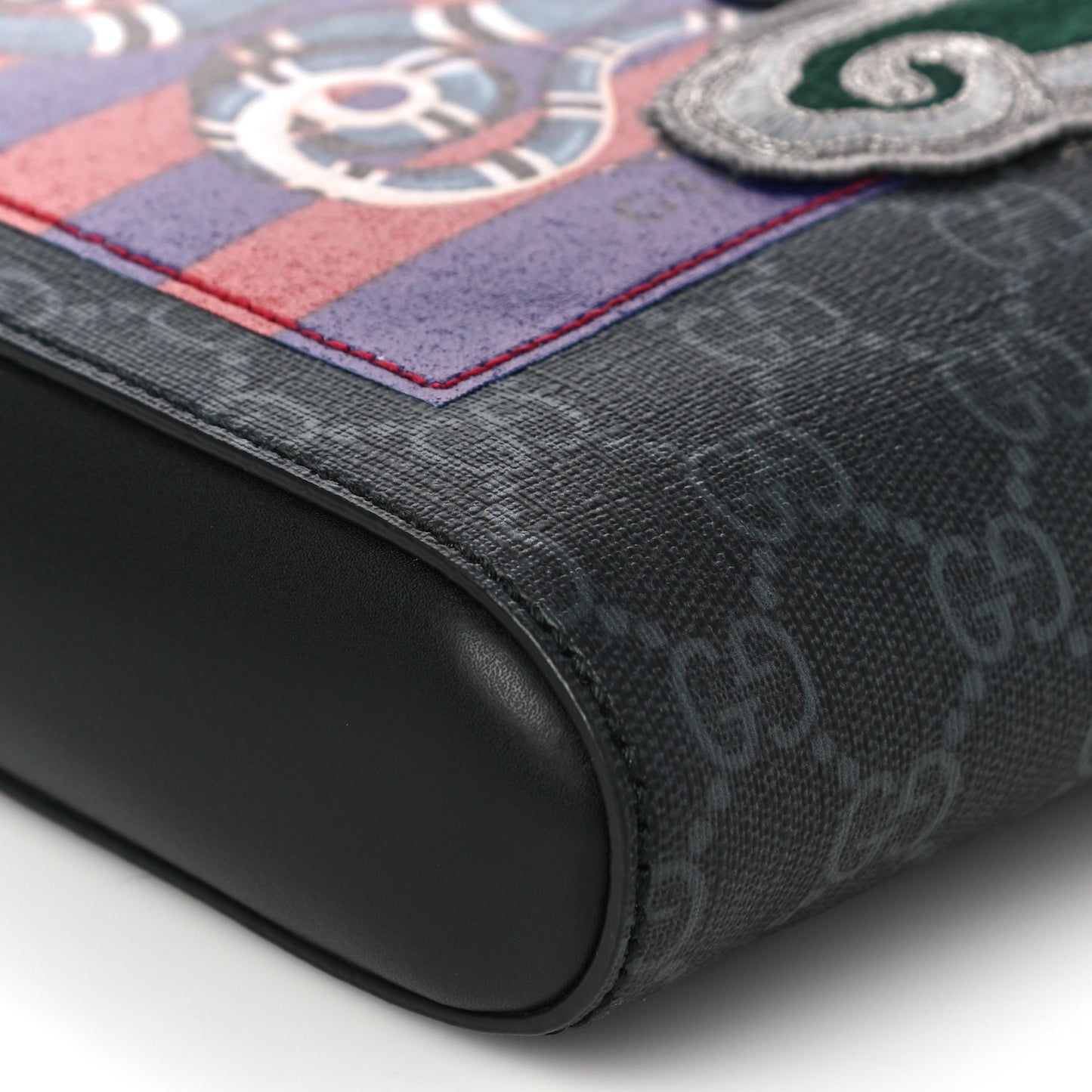 GG Supreme Monogram Night Courrier Flat Messenger Bag Black Multicolor