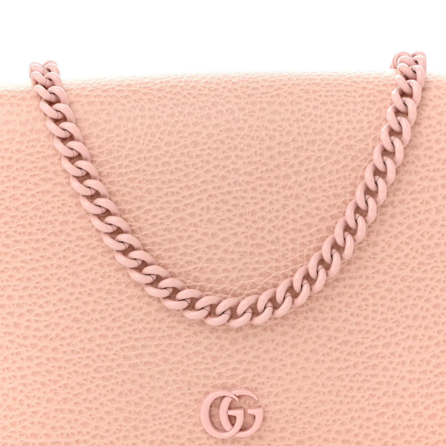 Dollar Calfskin Enamel Monochrome Mini GG Marmont Chain Wallet Perfect Pink