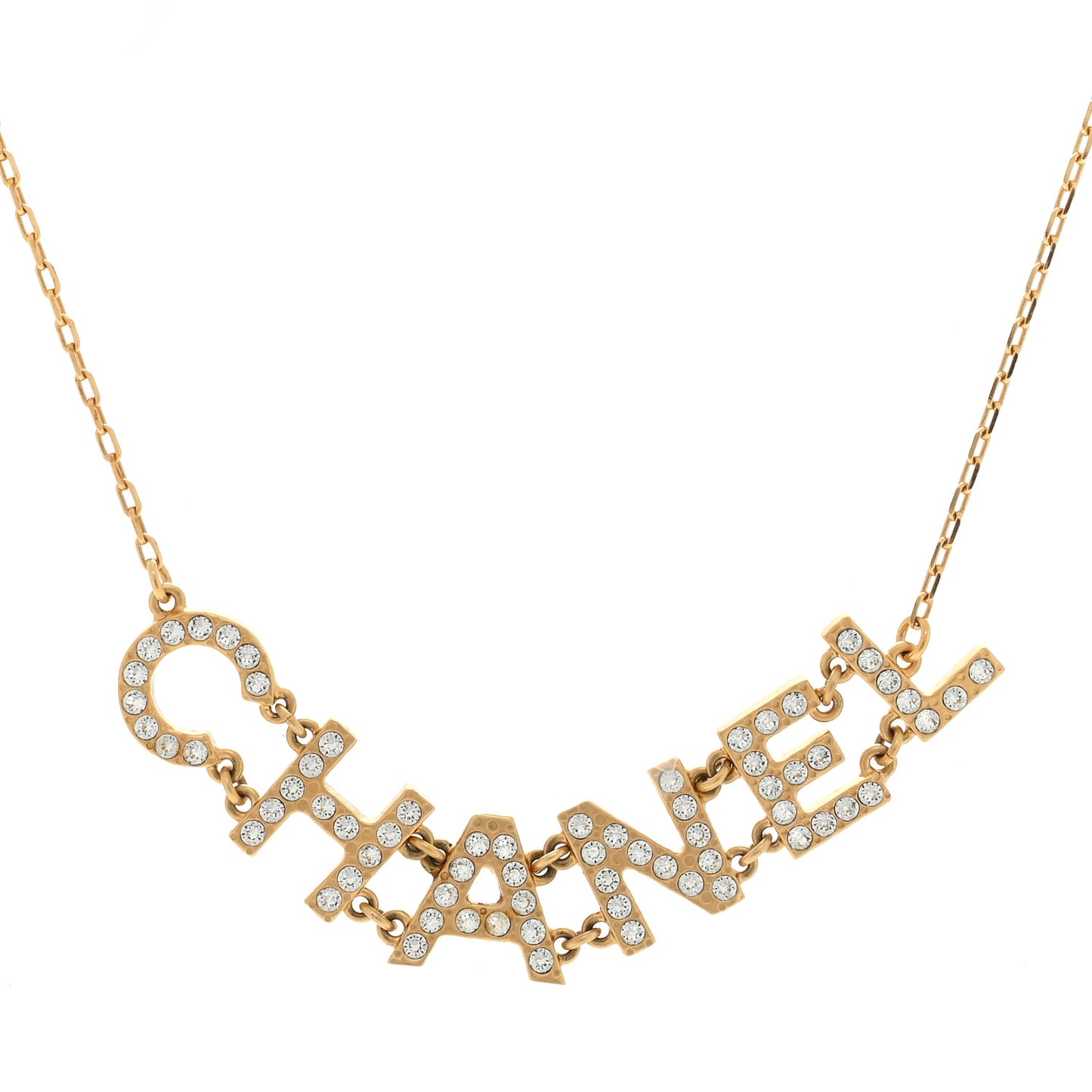Metal Crystal 90's Icon Logo Necklace Gold