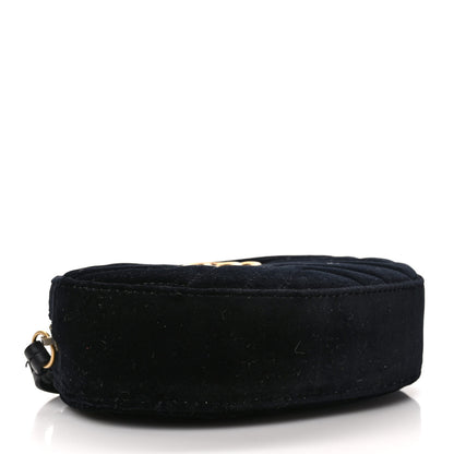 Gucci Velvet Matelasse GG Marmont Belt Bag 85/34 Black 4 of 9