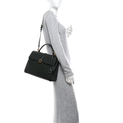 Saint Laurent Shiny Calfskin Le Fermoir Top Handle Bag Dark Green 2 of 9