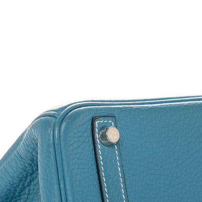 Hermes Taurillon Clemence Birkin 30 Blue Jean 12 of 28