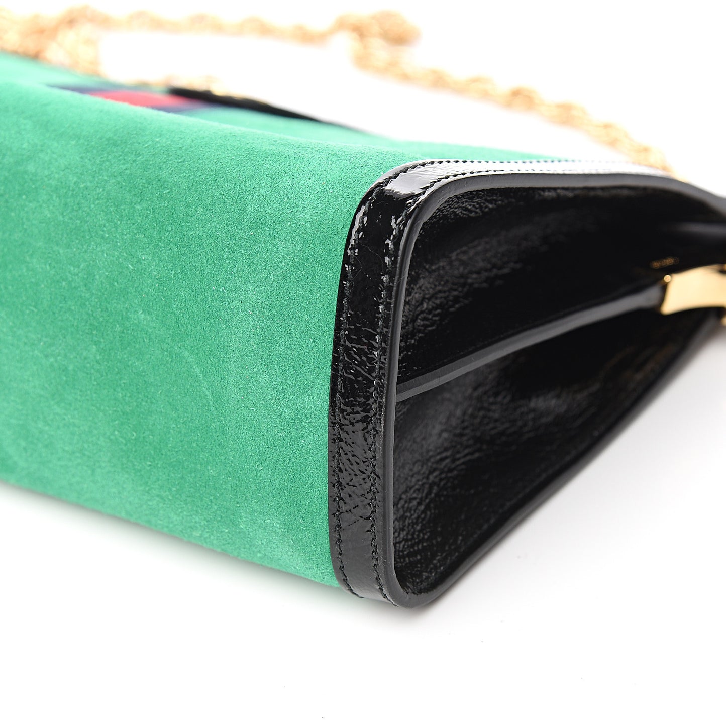 Suede Patent Web Medium Ophidia Chain Shoulder Bag New Shamarock Black