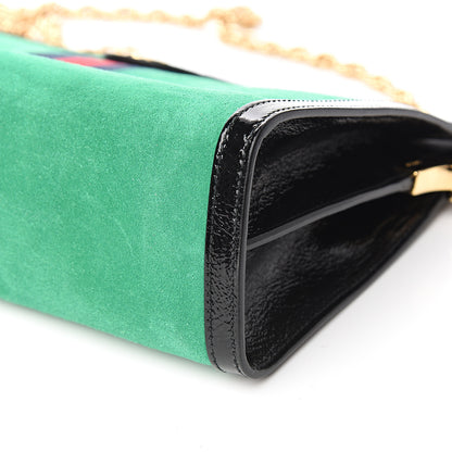 Gucci Suede Patent Web Medium Ophidia Chain Shoulder Bag New Shamarock Black 8 of 9
