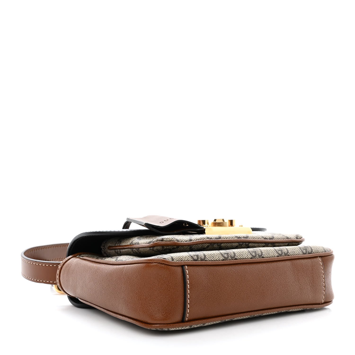 Gucci GG Supreme Monogram New Sakai Lux Calfskin Mini Padlock Flap Pocket Shoulder Bag Beige Ebony Black Cuir 4 of 11
