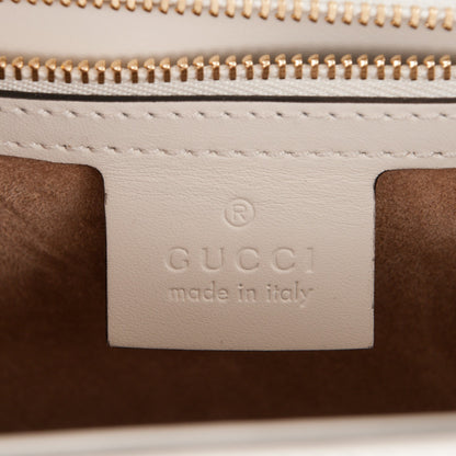 Gucci Calfskin Embroidered Medium Sylvie Top Handle Bag White 7 of 8